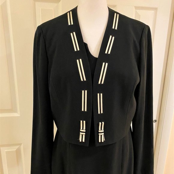 Classic Wool Crepe Evening Gown with Jacket Size 8 - Picture 2 of 4